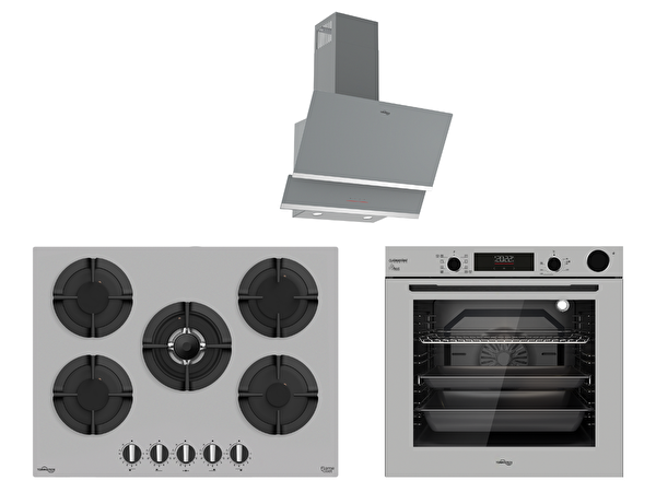 Tommatech TT300 Gri Ankastre Set (TDE6001SG - TAO7001SG - TAF6004SSP)