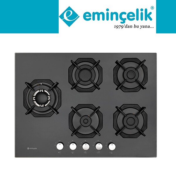 Eminçelik Ve AFM Tech Markalı Luxo 5 Gözlü 1 Wok Siyah Ankastre Set (22 385 - FM7700 - FM3250)