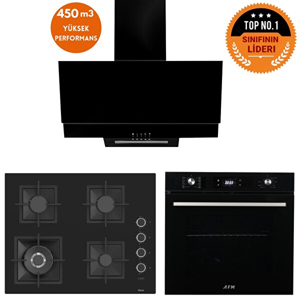 Ferre Ve AFM Tech Markalı HQ Turbolu Siyah Dijital Ankastre Set (SC405-WFA - FM7700 - FM3250)