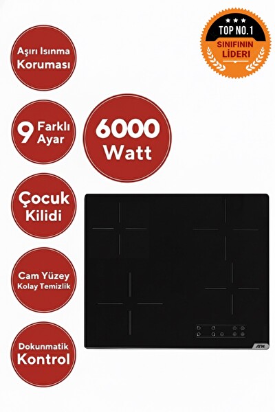 Ferre Ve AFM Tech Markalı Sessiz Duo Elektrikli Vitro Siyah Dijital Ankastre Set (D063-SA - V6-04 - FM7700)
