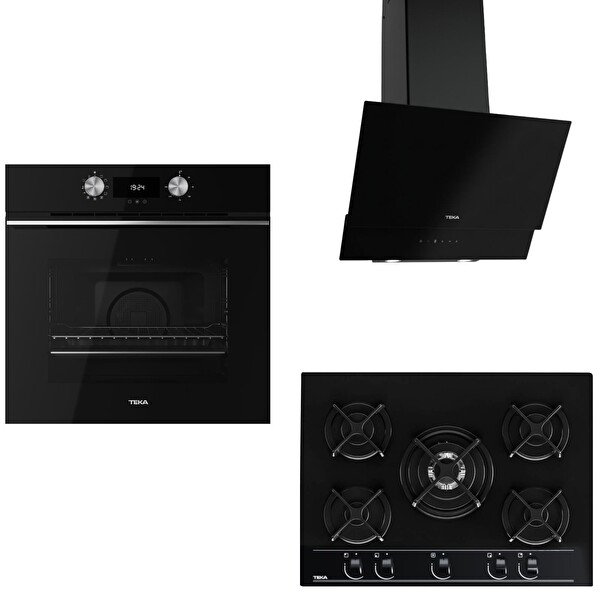 Teka Ankastre Set Siyah (HLB 8400 BK HydroClean PRO - HF LUX 70 5G - ATV 60 BK)