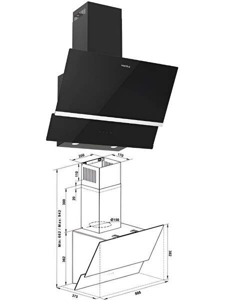 Hafele Luce Siyah Ankastre Set 5 (Luce Fırın - Luce Ocak - Luce Davlumbaz)