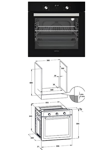 Hafele Siyah Ankastre Set 6 (Luce - Vetro - Luce)