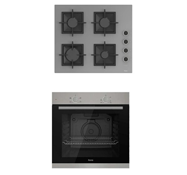 Ferre 2'li Gri Cam Ankastre Set (XE61MDV - SC208)