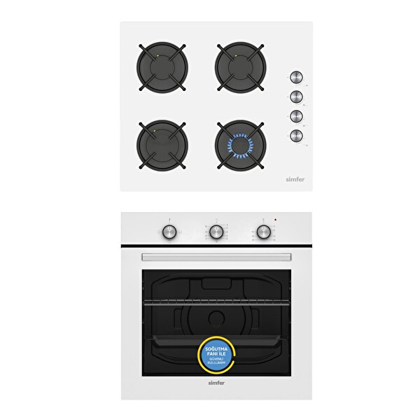 Simfer 0+3 Fonksiyon Mekanik Beyaz 2'li Ankastre Set (8271 - 3048)
