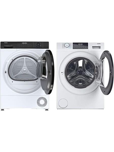 Haier HW100-BP14929A-S Çamaşır Makinesi - HD100-A2939E-TR 10 KG WiFi - Bluetooth Bağlantılı Isı Pompalı Kurutma Makinesi