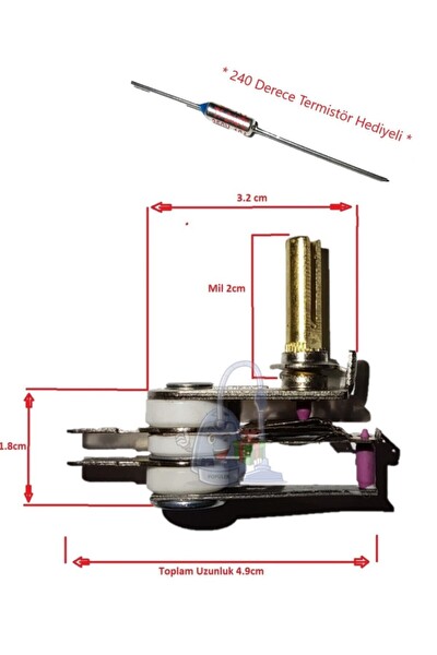 Fakir Tost Makinesi Termostat Mil Uzunluğu 2 cm 10 Amper 2