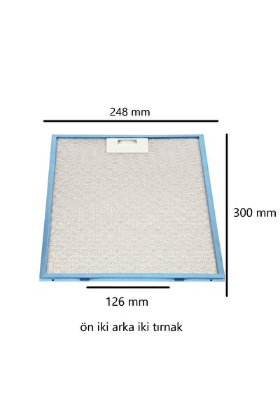 Universal Aspiratör & Davlumbaz Tel Filtresi 248 Mm X 300 Mm Çift Tırnaklı 3