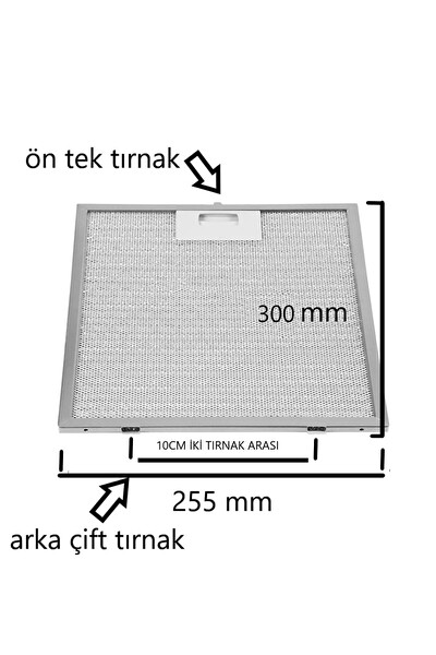 Bosch Dwp64cc20t 50t 60t Uyumlu Aspiratör & Davlumbaz Tel Filtresi 255 Mm X 300 Mm Tek Tırnaklı 3