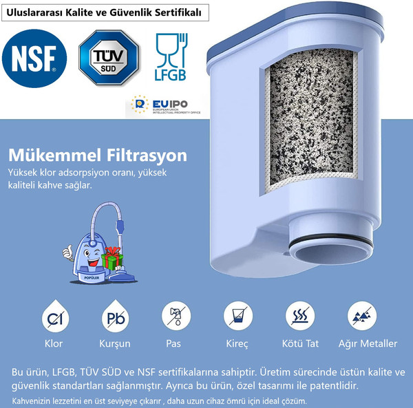 Popüler Kahve Makinesi Bakım Seti ve 2’li AquaClean Su Filtresi - 10’lu Yağ Çözücü Tablet