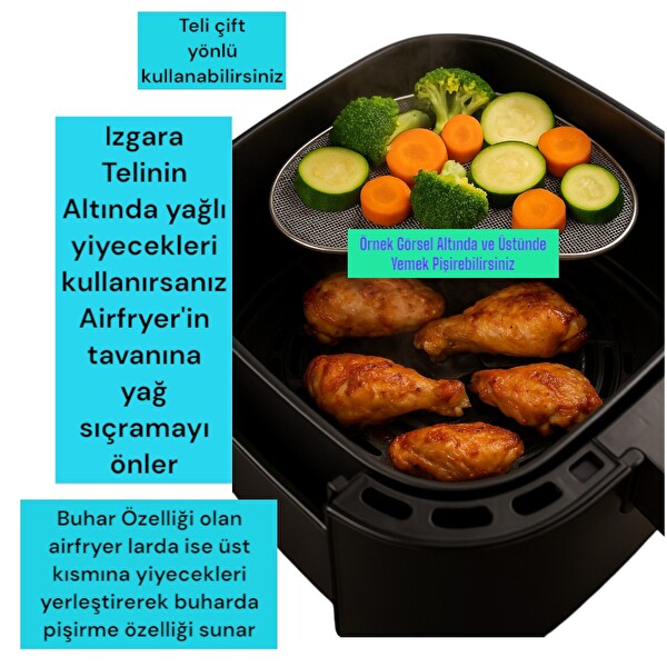 Popüler Karaca Gourmet XXXL KE-AF1900 Fryer Uyumlu Buhar Izgarası ve Yağ Önleyici Aparat