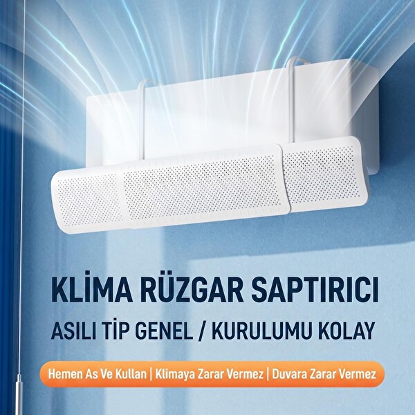 Coverzone Ayarlanabilir Split Tipi Klima Hava Yönlendirici Filtre 57-96 CM Klima Siperliği Çarpma Önleyici Aparat