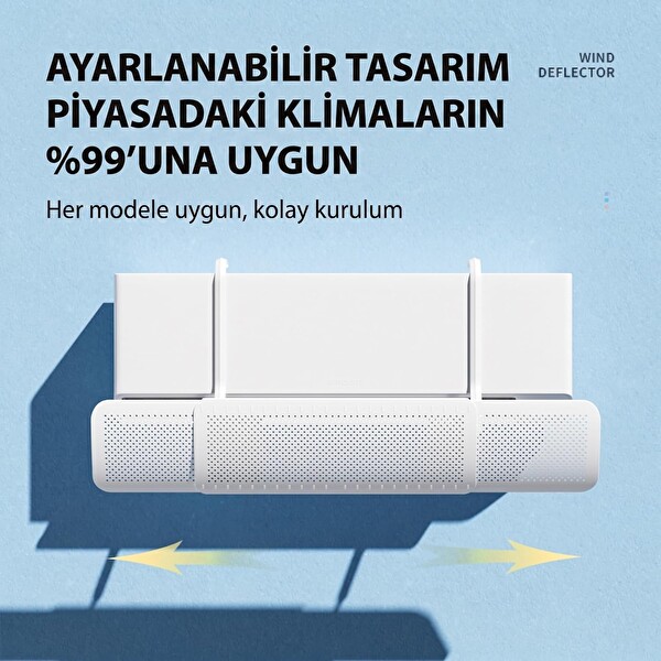 Coverzone Ayarlanabilir Split Tipi Klima Hava Yönlendirici Filtre 57-96 CM Klima Siperliği Çarpma Önleyici Aparat