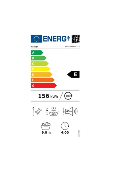 Hoover HGD 9N1BGC-17 9 Kg Isı Pompalı Kurutma Makinesi Antrasit