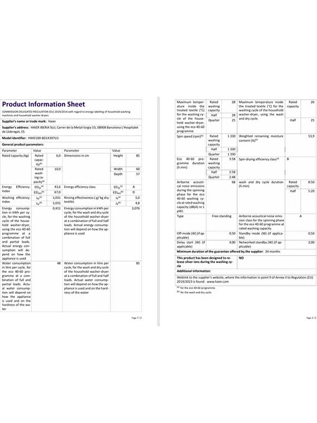 Haier HWD100-BD14397U1 1400 Devir 10 KG - 6 KG Kurutmalı Çamaşır Makinesi