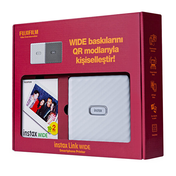 Fujifilm Instax Link Wide Beyaz Akıllı Telefon Yazıcısı Bundle Box