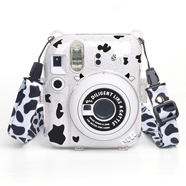 Fujifilm Instax Mini 12 Beyaz Fotoğraf Makinesi - 20'li Film - Kıskaçlı Stand - PVC Albüm ve Simli Pleksi Kılıf Seti