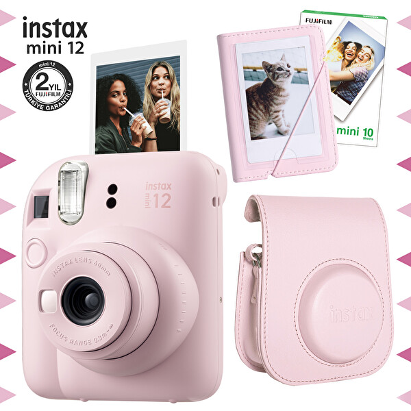 Fujifilm Instax Mini 12 Pembe Şipşak Fotoğraf Makinesi - 10'lu