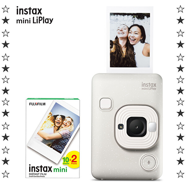Fujifilm Instax Mini LiPlay Hybrid Misty White Fotoğraf Makinesi 20'li Film