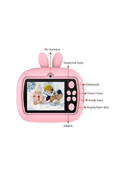 Torima TRM-CMR18 Pembe Dijital Video Fotoğraf Çocuk Kamerası Anlık Termal Resim Kağıt Baskılı Yazıcı