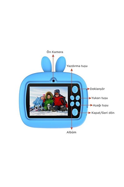 Torima TRM-CMR18 Mavi Dijital Video Fotoğraf Çocuk Kamerası Anlık Termal Resim Kağıt Baskılı Yazıcı