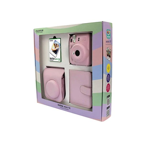 Fujifilm Instax Mini 12 Fotoğraf Makinesi - Askı - Pil - Çanta - 10'lu Film ve Albüm (Pembe)