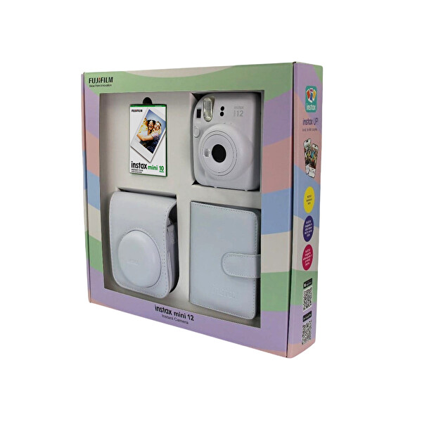 Fujifilm Instax Mini 12 Fotoğraf Makinesi - Askı - Pil - Çanta - 10'lu Film ve Albüm (Beyaz)