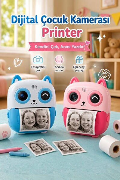 Torima CMR-21 Pembe Dijital Video Kayıt Fotoğraf Çocuk Kamerası Termal Resim Kağıt Baskılı Yazıcı