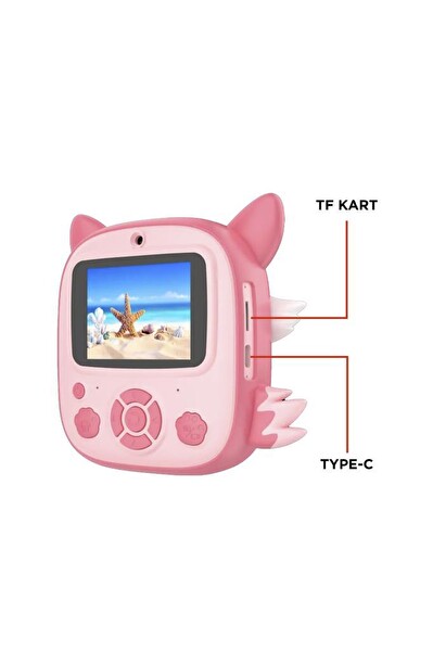 Torima CMR-20 Dijital Video Kayıt Fotoğraf Çocuk Kamerası Termal Resim Kağıt Baskılı Yazıcı Pembe