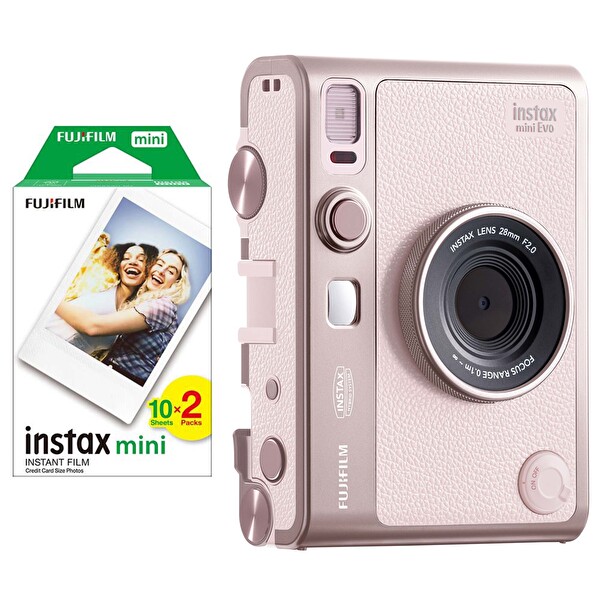 Instax Mini Evo Gentle Rose Hybrit Fotoğraf Makinesi ve 20'li Film