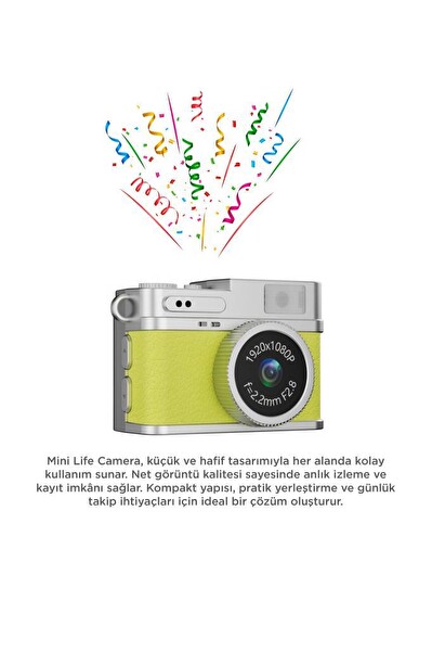 Torima CMR35 Sarı Dijital Mini Cep Boy Anahtarlık 1080P Video Fotoğraf Makinesi Kamera