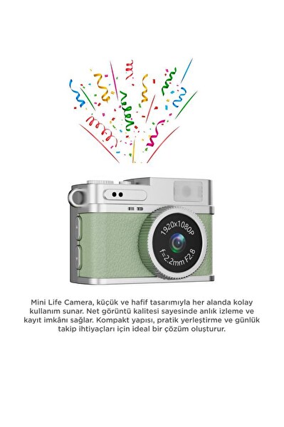 Torima CMR35 Yeşil Dijital Mini Cep Boy Anahtarlık 1080P Video Fotoğraf Makinesi Kamera