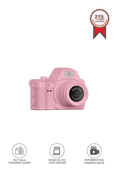 Torima CMR42 Pembe 128 GB Destekli 2K Video Mini Kamera Dijital Fotoğraf Makinesi
