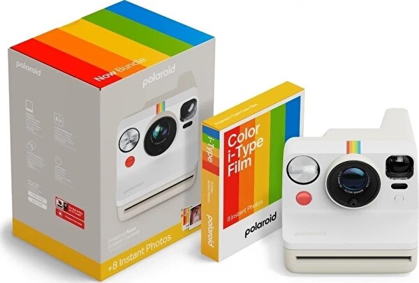 Polaroid Now Generation 3 Pebble White + Color Film Bundle (8 Poz) Anında Fotoğraf Makinesi Seti