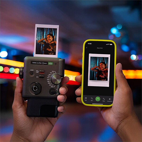 Fujifilm Instax Mini Evo Cinema Fotoğraf Makinası 10'lu Film ve Deri Albüm Seti