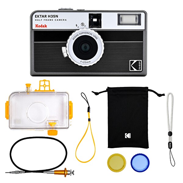 Kodak Ektar H35N 35mm Filmli Fotoğraf Makinesi Premium Paket-Çizgili Siyah