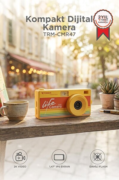 Torima CMR47 Life Dijital Kamera Selfie Video Vlog Kamerası Mini Fotoğraf Makinesi Sarı