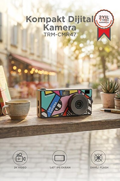 Torima CMR47 Life Dijital Kamera Selfie Video Vlog Kamerası Mini Fotoğraf Makinesi Siyah