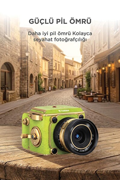 Torima CMR48 Vintage Dijital Kamera Selfie Video Vlog Kamerası Fotoğraf Makinesi Açık Yeşil