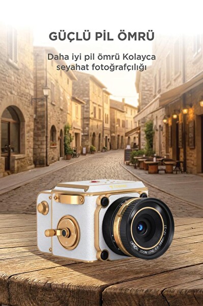 Torima CMR48 Vintage Dijital Kamera Selfie Video Vlog Kamerası Fotoğraf Makinesi Beyaz