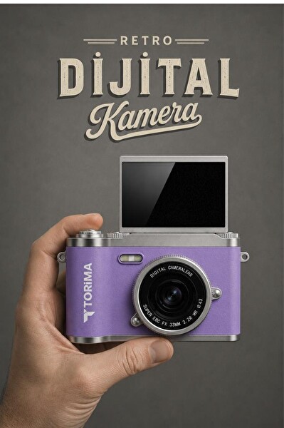 Torima CMR51 Mini Dijital Retro Kamera 48MP 8X Zoom Flip Ekranlı Selfie Video Vlog Kamerası Mor