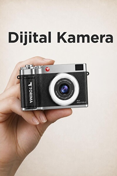 Torima CMR50 Mini Dijital Retro Kamera 48MP Selfie Video Vlog Kamerası Siyah