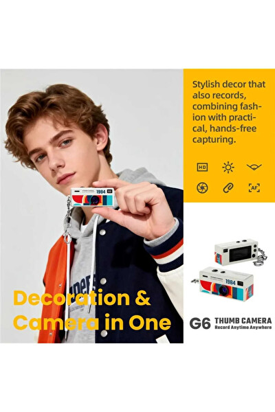 Piyatech G6 Thumb Camera 1080P HD Video Kayıtlı Retro Tasarım Taşınabilir Mini Dijital Kamera