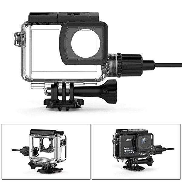 Sjcam SJ8 Uyumlu Motosiklet Şarjı Ve Su Geçirmez Housing Kılıf