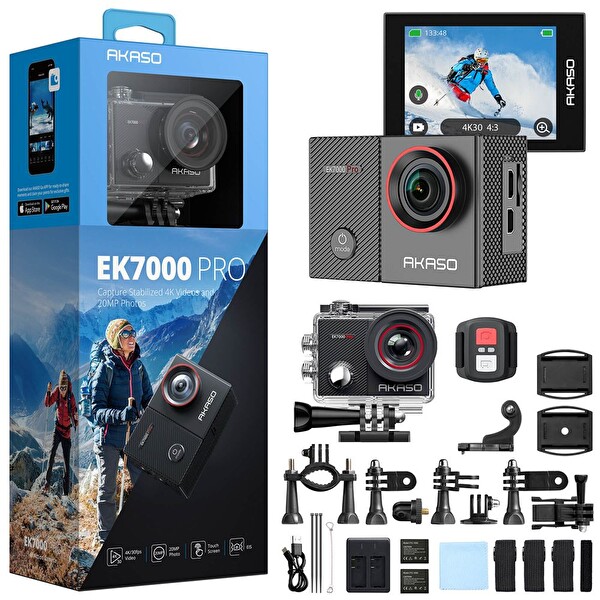 Akaso EK7000 Pro 4K Wi-Fi Aksiyon Kamera ve Aksesuar Seti
