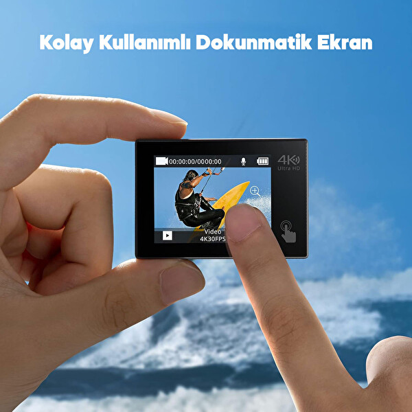 Akaso Brave 4 Pro Dual Screens 4K 30Fps Wi-Fi Aksiyon Kamera ve Aksesuar Seti