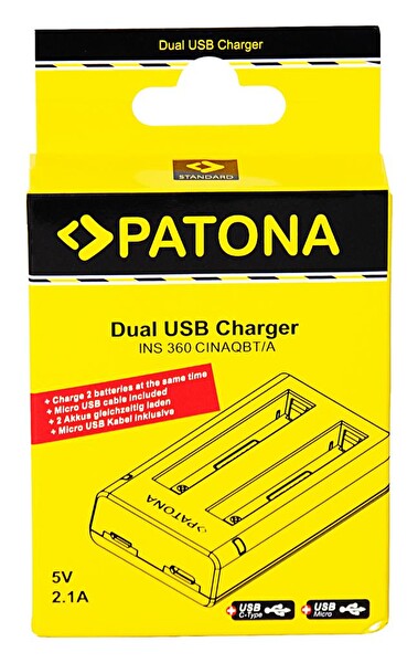 Patona 1459 Insta360 X3 Uyumlu 2'li USB Şarj Cihazı