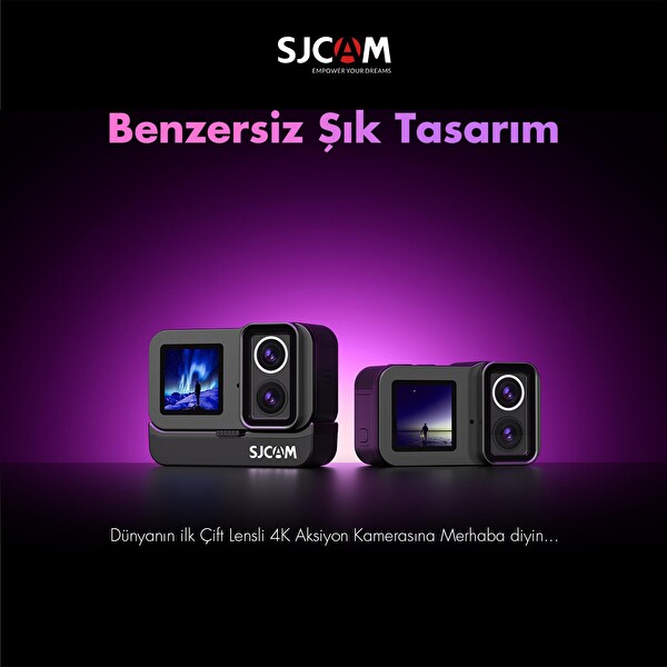 Sjcam SJ20 Dual Lens 4K 30 FPS 20 MP 6 Eksenli Gyro Gece Görüş Aksiyon Kamerası Siyah