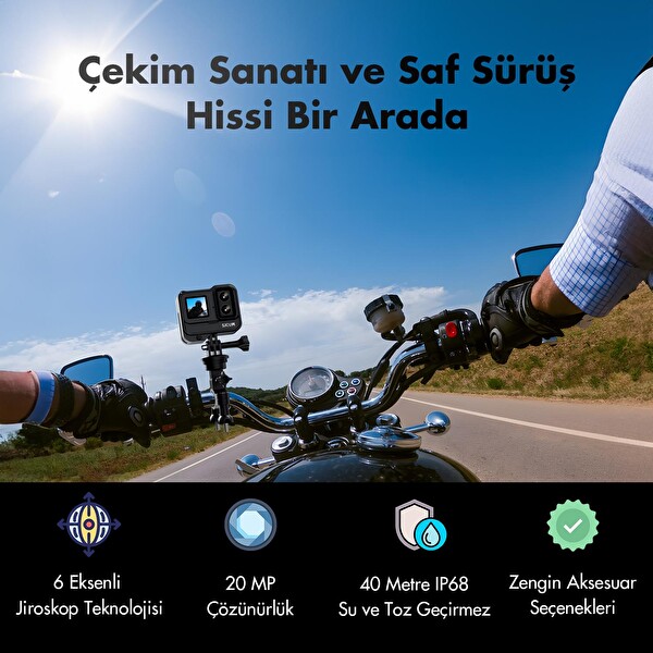 Sjcam SJ20 Dual Lens 4K 30 FPS 20 MP 6 Eksenli Gyro Gece Görüş Aksiyon Kamerası Siyah