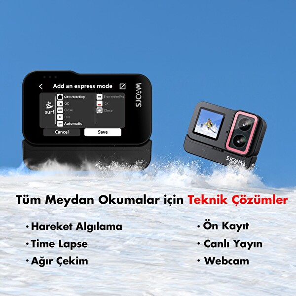 Sjcam SJ20 Dual Lens 4K 30 FPS 20 MP 6 Eksenli Gyro Gece Görüş Aksiyon Kamerası Siyah